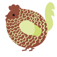 A russet and lemon chicken with a lace pattern