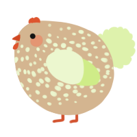 A beige and apple chicken with a speckle pattern