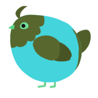 A aqua and olive chicken with a head pattern