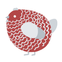 A red and mist chicken with a lace pattern