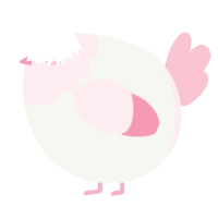 A white and rose chicken with a head pattern