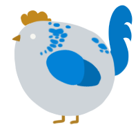 A mist and sapphire chicken with a neck-speckle pattern