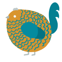 A orange and sea chicken with a lace pattern