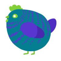 A sea and indigo chicken with a bar pattern
