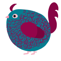A sea and maroon chicken with a double-lace pattern