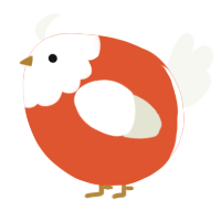 A vermilion and white chicken with a head pattern
