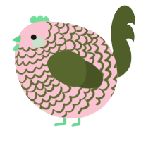 A rose and olive chicken with a lace pattern
