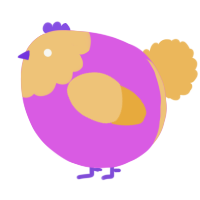 A orchid and honey chicken with a head pattern