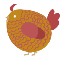 A ochre and red chicken with a lace pattern