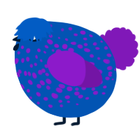 A ultramarine and violet chicken with a speckle pattern