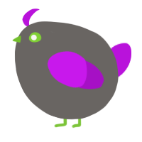 A grey and amethyst chicken