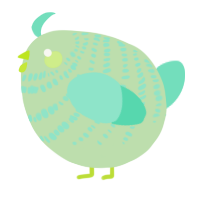 A gluppy and mint chicken with a bar pattern