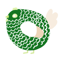 A leaf and cream chicken with a lace pattern