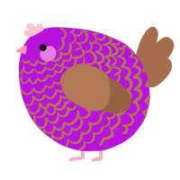 A amethyst and brown chicken with a lace pattern