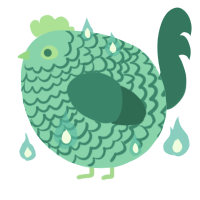 A aqua and sea chicken with a lace pattern