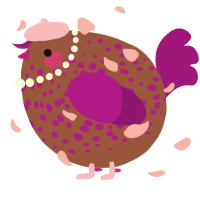 A russet and plum chicken with a speckle pattern