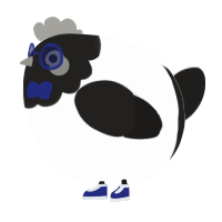 A mist and sable chicken with a head pattern