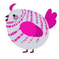 A mist and fuchsia chicken with a bar pattern