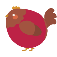 A crimson and russet chicken with a head pattern