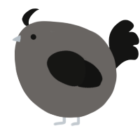 A grey and black chicken