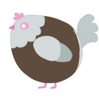 A bark and silver chicken with a head pattern