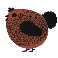 A russet and black chicken with a double-lace pattern