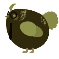 A olive and apple chicken with a neck-band pattern