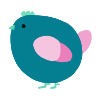 A sea and pink chicken