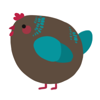A bark and teal chicken with a neck-band pattern