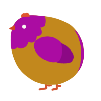 A ochre and plum chicken with a head pattern
