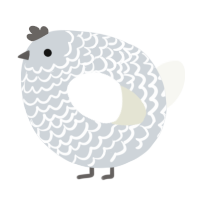 A mist and white chicken with a lace pattern