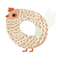 A beige and white chicken with a lace pattern