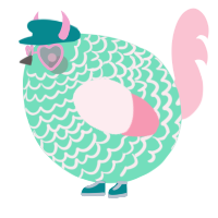 A mint and rose chicken with a lace pattern