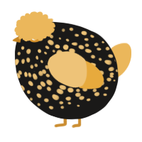 A sable and honey chicken with a speckle pattern