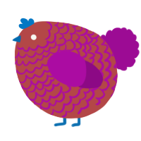A red and plum chicken with a lace pattern