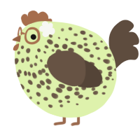 A apple and bark chicken with a speckle pattern