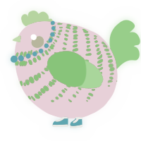 A viridian and amethyst chicken with a bar pattern