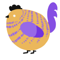 A honey and blurple chicken with a bar pattern