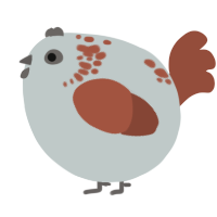 A silver and russet chicken with a neck-speckle pattern