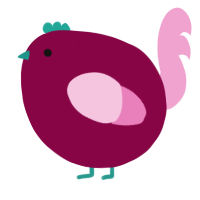 A maroon and pink chicken
