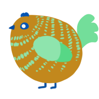 A ochre and spring chicken with a bar pattern