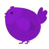A violet chicken with a head pattern