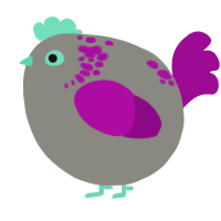 A ash and plum chicken with a neck-speckle pattern