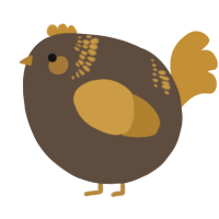 A bark and gold chicken with a neck-band pattern