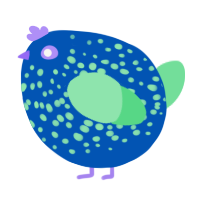 A ultramarine and spring chicken with a speckle pattern