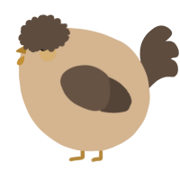 A beige and bark chicken
