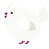 A white chicken with a lace pattern