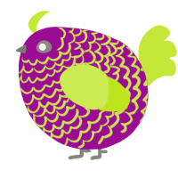 A plum and lime chicken with a lace pattern