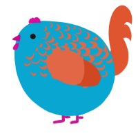 A cerulean and vermilion chicken with a half-lace pattern