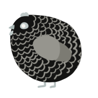 A black and ash chicken with a lace pattern